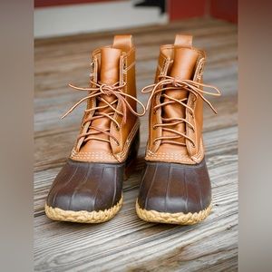Mens’s LL Bean Boot (duck boot) 8”, Tan/Brown, size 10M (fits size 11)